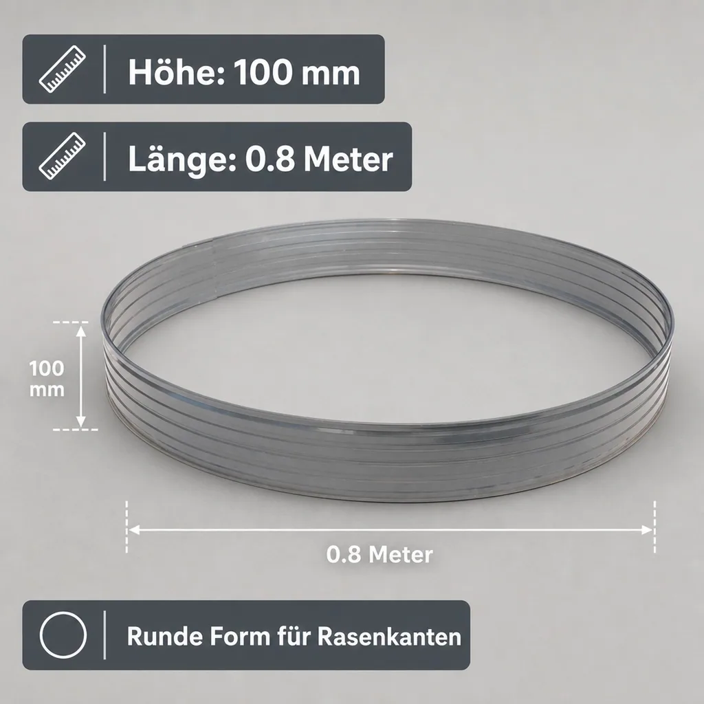 Baumring aus Alu Höhe 100 mm Länge 0.8 m Rasnekante rund
