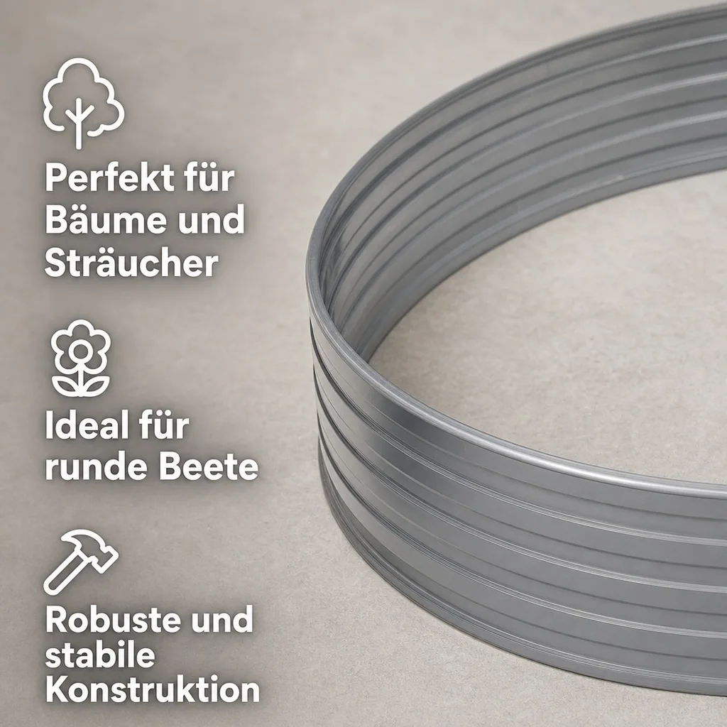 Baumring aus Alu Höhe 100 mm Länge 0.8 m Rasnekante rund
