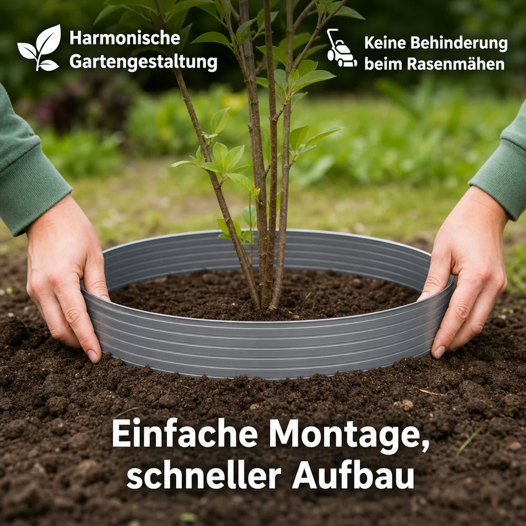 Baumring aus Alu Höhe 100 mm Länge 0.8 m Rasnekante rund