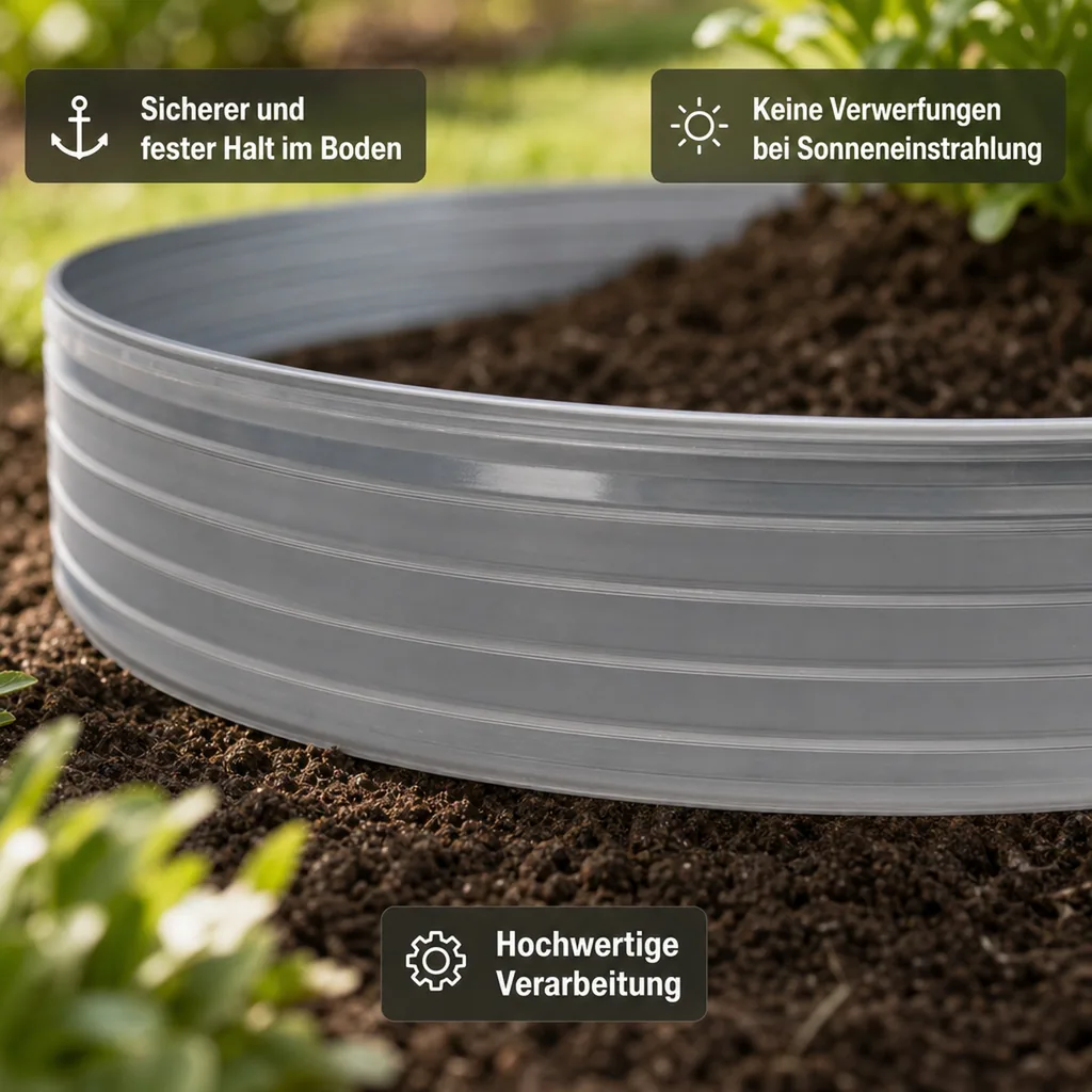 Baumring aus Alu Höhe 100 mm Länge 0.8 m Rasnekante rund