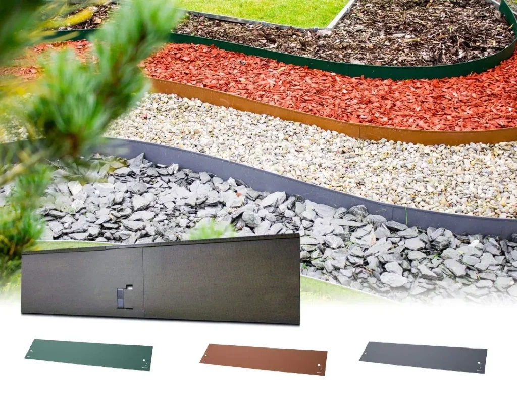 Rasenkanten Metall 13.5cm x 120cm | Beeteinfassung | Beetumrandung | Beetbegrenzungen, Color-GS: grau