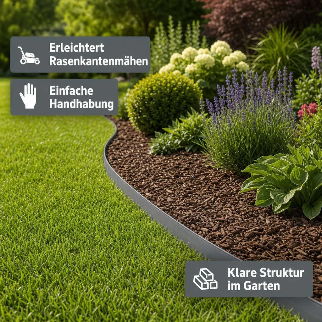 Rasenkanten Metall 13.5cm x 120cm | Beeteinfassung | Beetumrandung | Beetbegrenzungen, Color-GS: grau