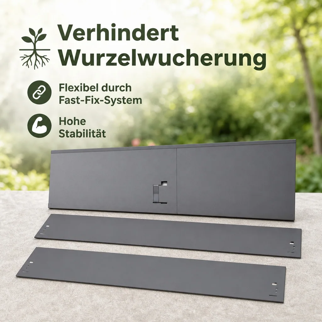 Rasenkanten Metall 13.5cm x 120cm | Beeteinfassung | Beetumrandung | Beetbegrenzungen, Color-GS: grau
