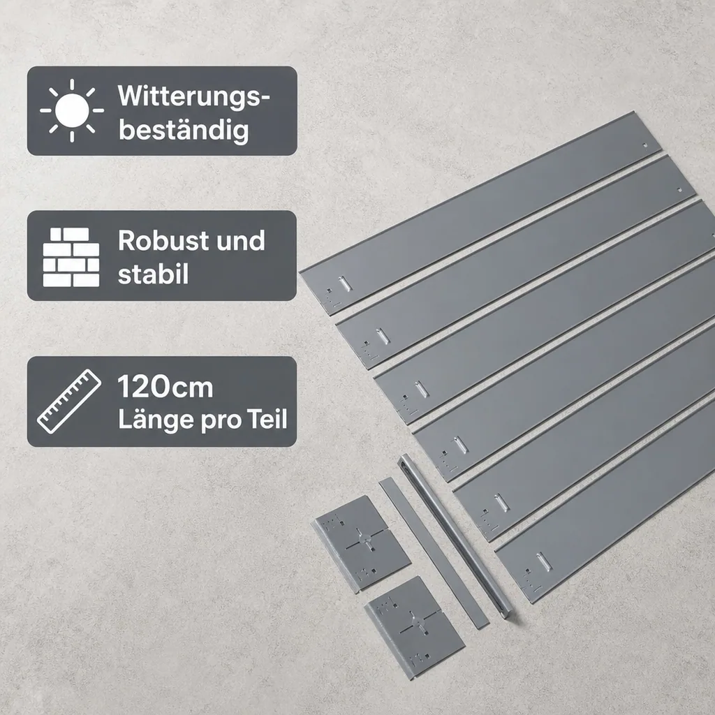 Rasenkanten Metall 13.5cm x 120cm | Beeteinfassung | Beetumrandung | Beetbegrenzungen, Color-GS: grau