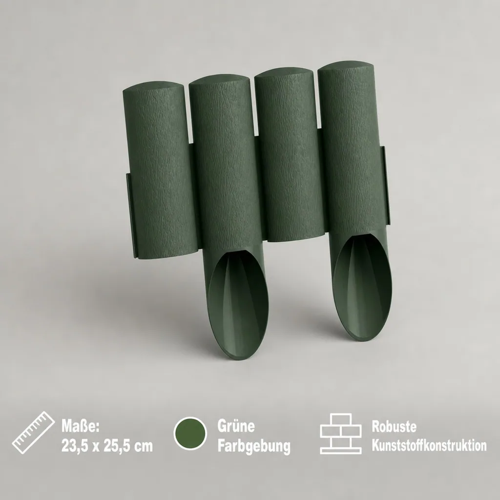 Gartenpallisade aus Kunststoff grun 23cm x 25.5 cm | Rasenkanten | Beeteinfassung | Beetumrandung | Beetbegrenzungen