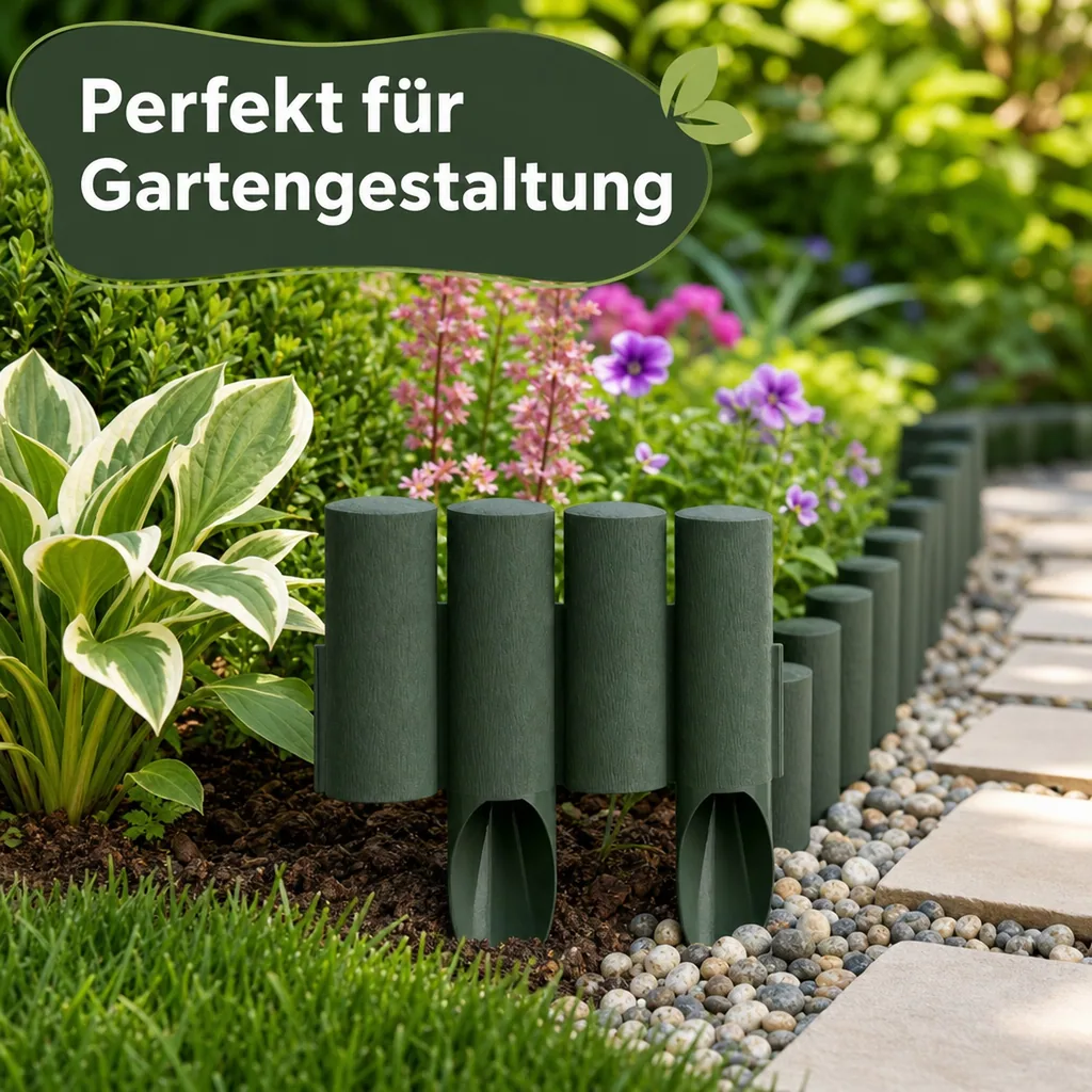 Palisaden aus Kunststoff grun 23cm x 25.5 cm | Rasenkanten | Beeteinfassung | Beetumrandung | Beetbegrenzungen