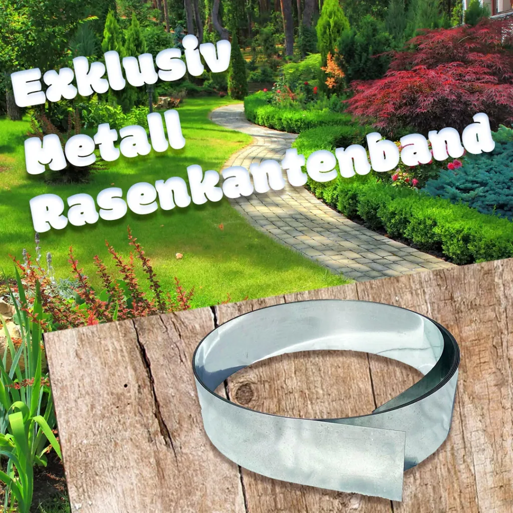 Rasenkantenband Metall Alu/Zink 15 cm x 15 Meter | Rasenkanten | Beeteinfassung | Beetumrandung | Beetbegrenzungen