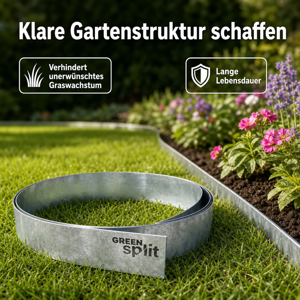 Rasenkantenband Metall Alu/Zink 15 cm x 15 Meter | Rasenkanten | Beeteinfassung | Beetumrandung | Beetbegrenzungen