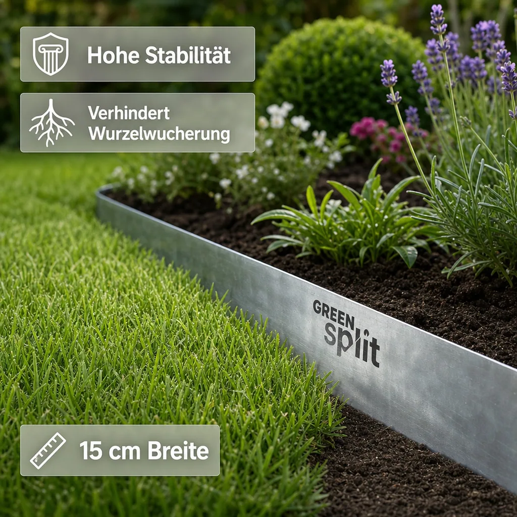 Rasenkantenband Metall Alu/Zink 15 cm x 15 Meter | Rasenkanten | Beeteinfassung | Beetumrandung | Beetbegrenzungen
