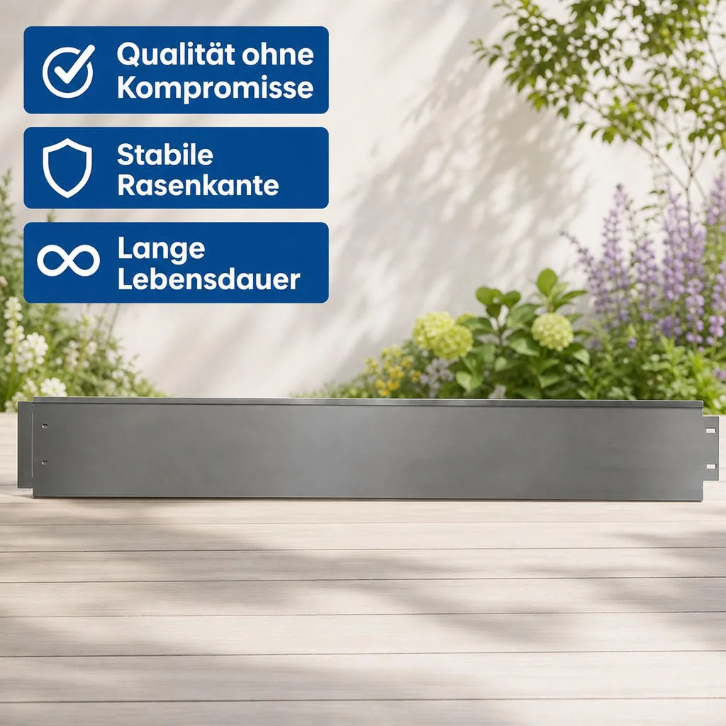 Rasenkanten Metall Alu/Zink 100 cm x 18 cm | Rasenkanten | Beeteinfassung | Beetumrandung | Beetbegrenzungen