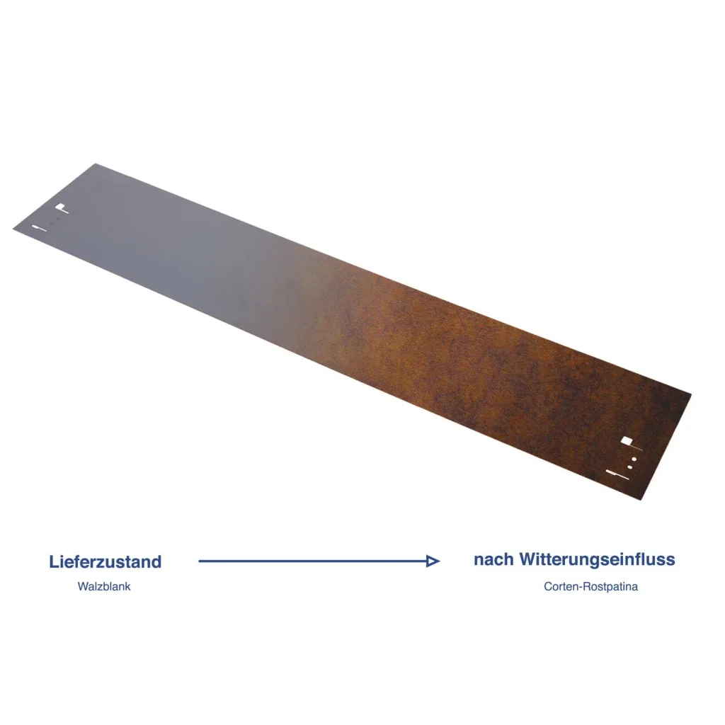 Rasenkante Cortenstahl 70 cm lang, 13,5 - 18,5 cm hoch, Beeteinfassung, Beetumrandung - Metall feuerverzinkt, Breite: 18.5 cm