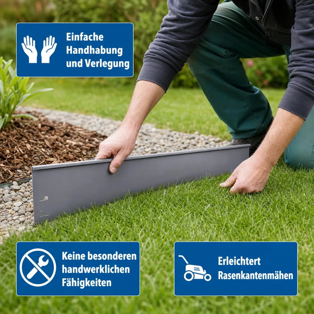Rasenkante Abschlussstück 18,5cm x 113cm | Rasenkanten | Beeteinfassung | Beetumrandung | Beetbegrenzungen, Color-GS: ohne Farbe
