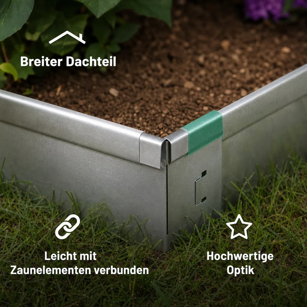 Ecke für Rasenkante Exklusiv Teil 1 8x8x14,8 cm | Rasenkanten | Beeteinfassung | Beetumrandung | Beetbegrenzungen