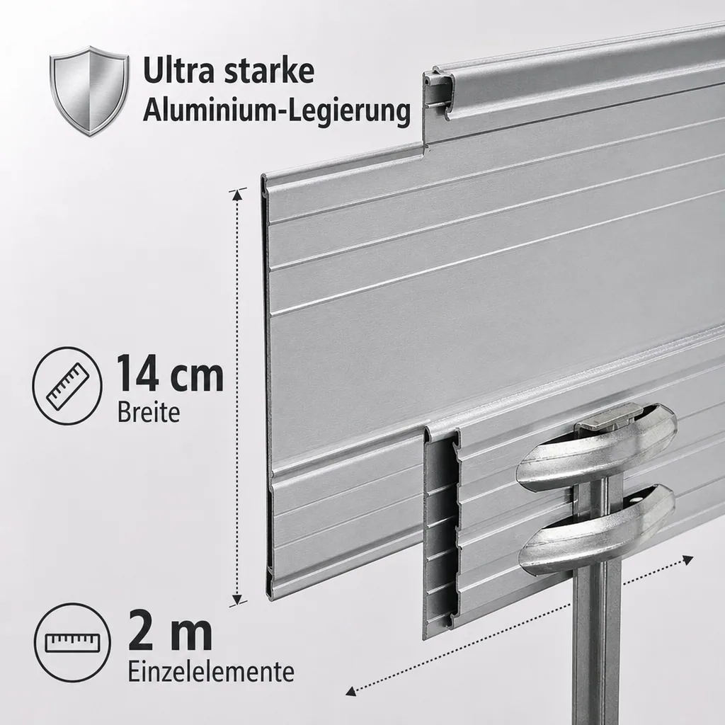 5er Set Ultra Starke Alu Rasenkanten 14cm x 2m (10m lang) | Beeteinfassung | Beetumrandung | Beetbegrenzungen, Color-GS: ohne Farbe