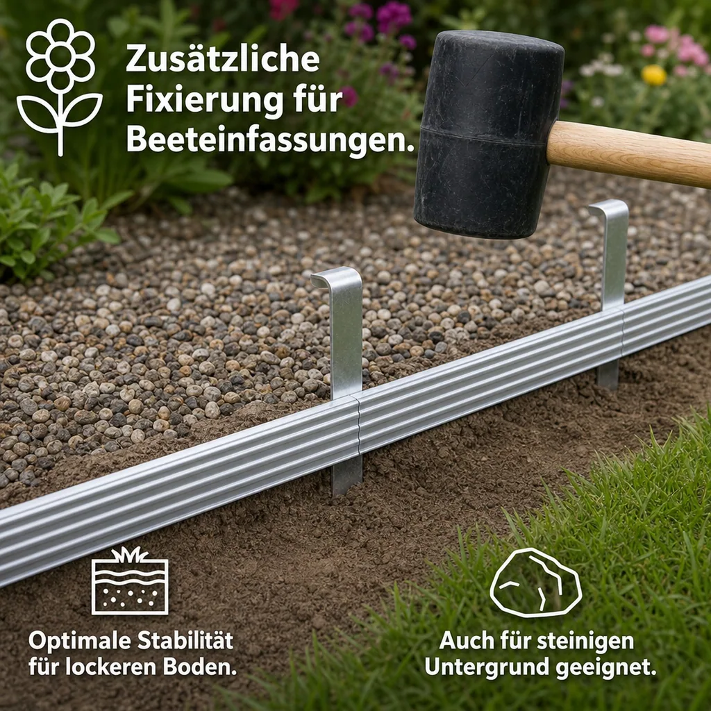 Erdanker Set für Green Universe Rasenkante 10cm Höhe | Bodenanker | Erdnägel