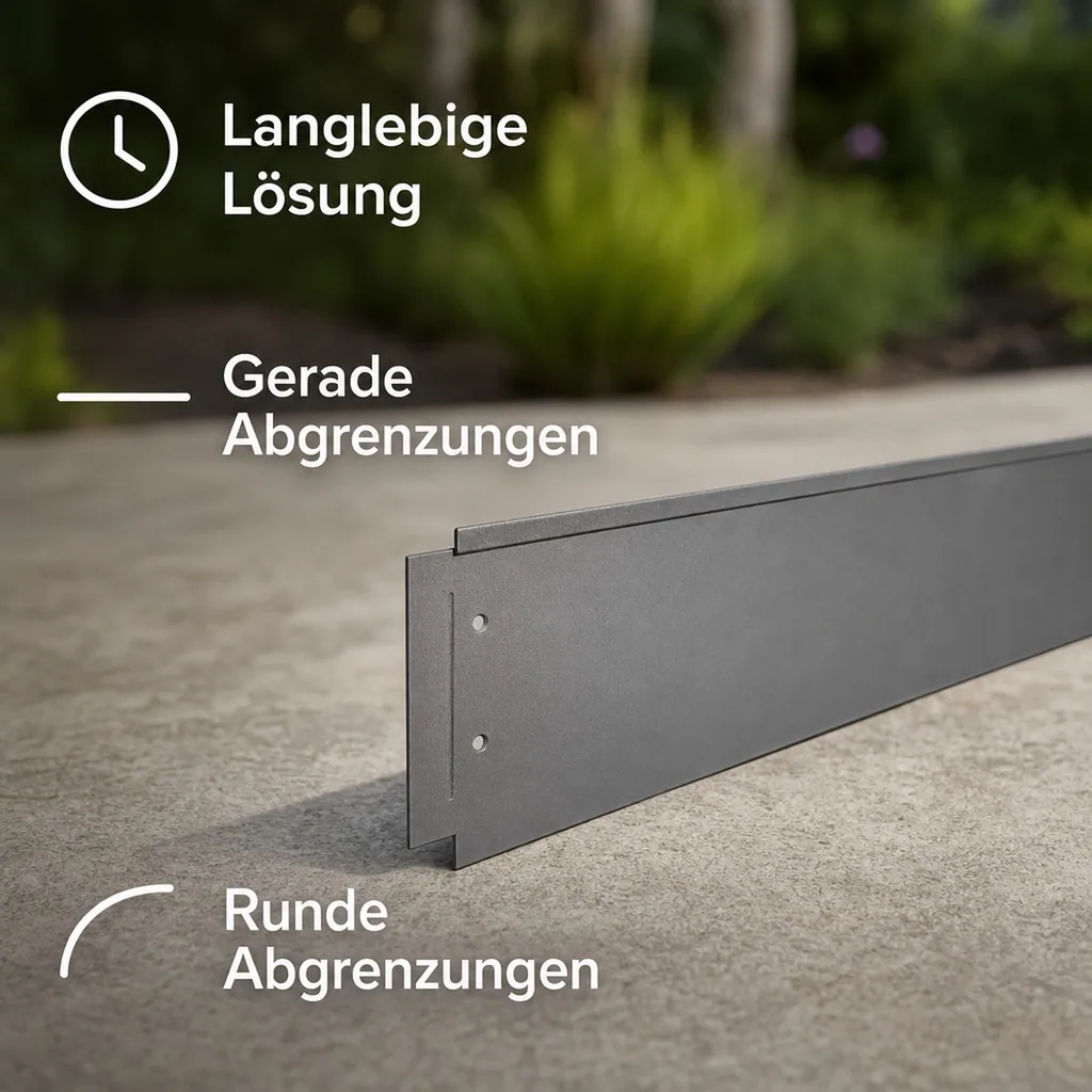 Rasenkanten Metall Alu/Zink 100 cm x 14 cm | Beeteinfassung | Beetumrandung | Beetbegrenzungen
