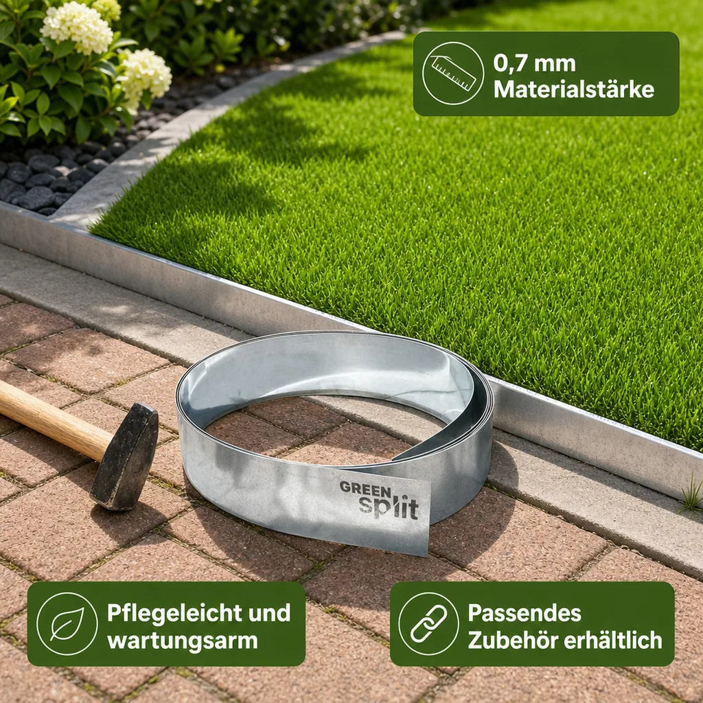 Rasenkantenband Metall Alu/Zink 20 cm x 15 Meter | Rasenkanten | Beeteinfassung | Beetumrandung | Beetbegrenzungen