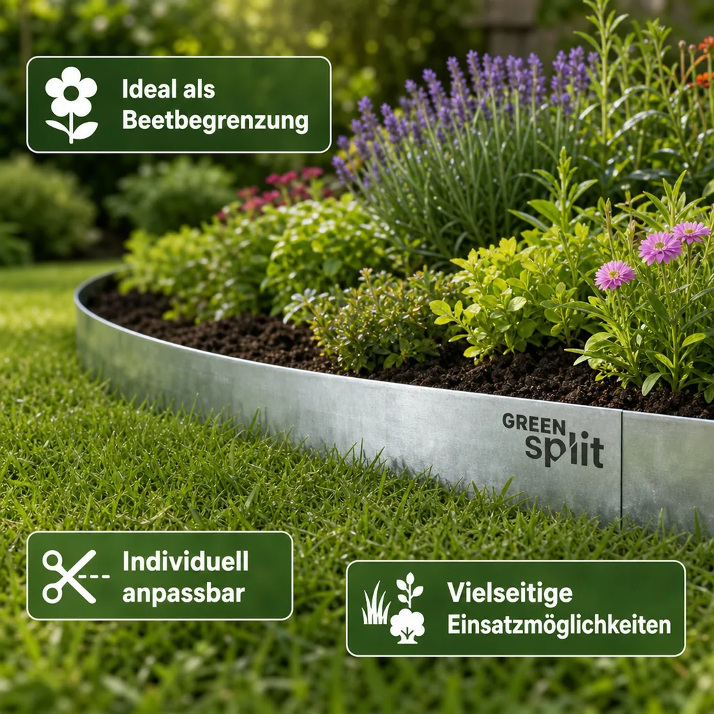 Rasenkantenband Metall Alu/Zink 20 cm x 15 Meter | Rasenkanten | Beeteinfassung | Beetumrandung | Beetbegrenzungen