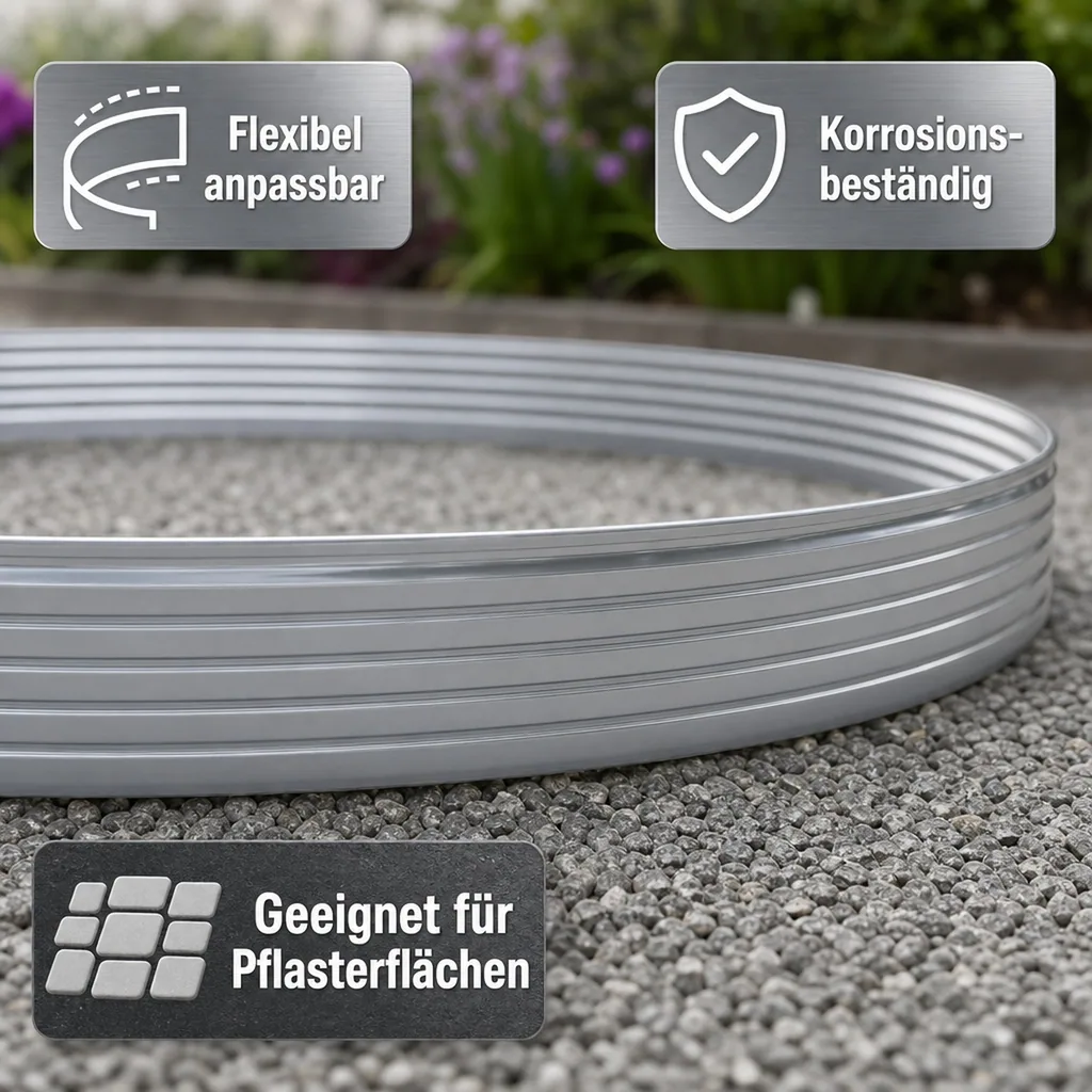 Baumring aus Alu Höhe 140 mm Durchmesser 1 m | Baumumrandung | Pflanzringe | Beeteinfassung | Rasenkante rund