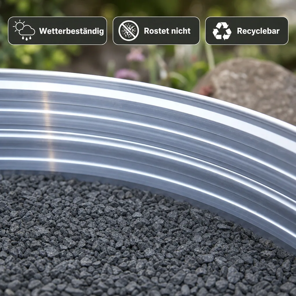 Baumring aus Alu Höhe 140 mm Durchmesser 1 m | Baumumrandung | Pflanzringe | Beeteinfassung | Rasenkante rund