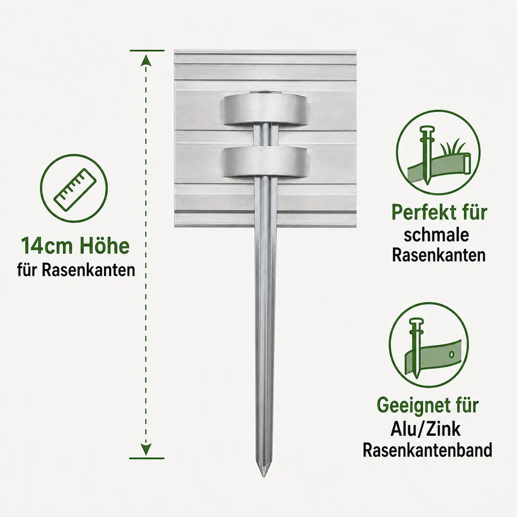 Erdanker Set für Green Universe Rasenkante 14cm Höhe | Bodenanker | Erdnägel