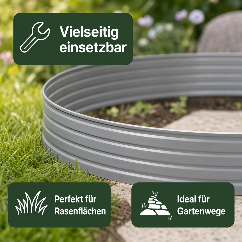Baumring aus Alu Höhe 140 mm Durchmesser 1.2 m | Baumumrandung | Pflanzringe | Beeteinfassung | Rasenkante rund