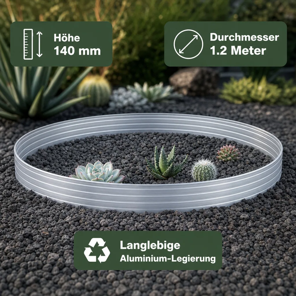 Baumring aus Alu Höhe 140 mm Durchmesser 1.2 m | Baumumrandung | Pflanzringe | Beeteinfassung | Rasenkante rund