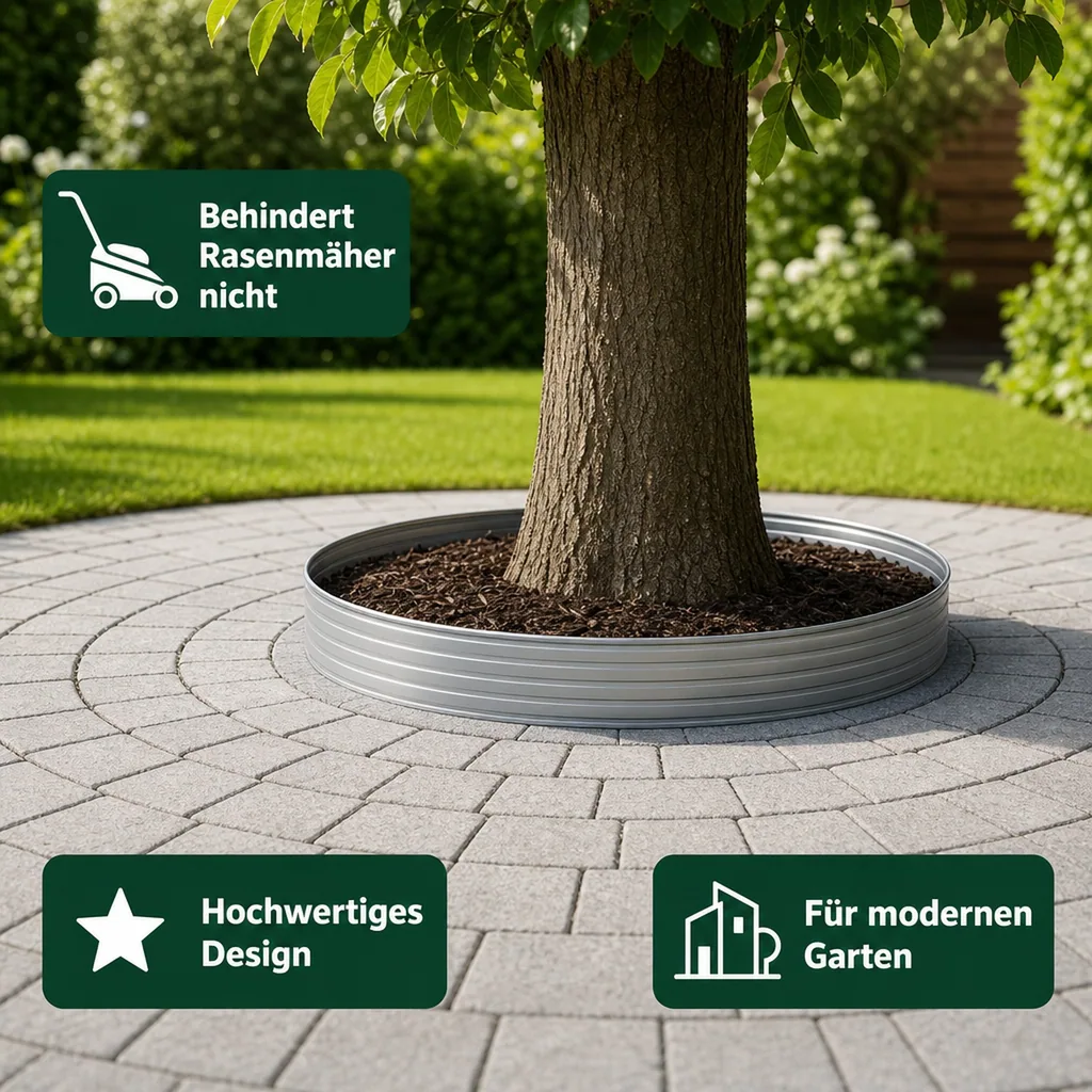 Baumring aus Alu Höhe 140 mm Durchmesser 1.2 m | Baumumrandung | Pflanzringe | Beeteinfassung | Rasenkante rund