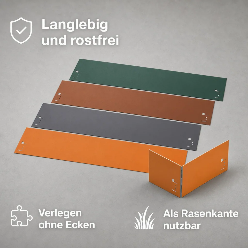 Rasenkanten Metall 13.5cm x 120cm | Beeteinfassung | Beetumrandung | Beetbegrenzungen, Color-GS: ohne Farbe