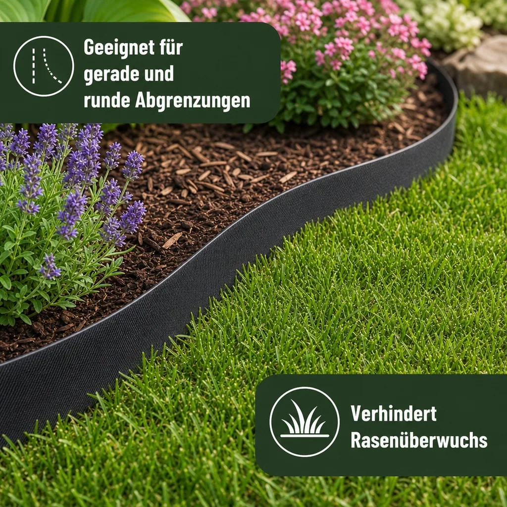 Rasenkantenband aus Kunststoff 15cm x 6m | Rasenkanten | Beeteinfassung | Beetumrandung | Beetbegrenzungen