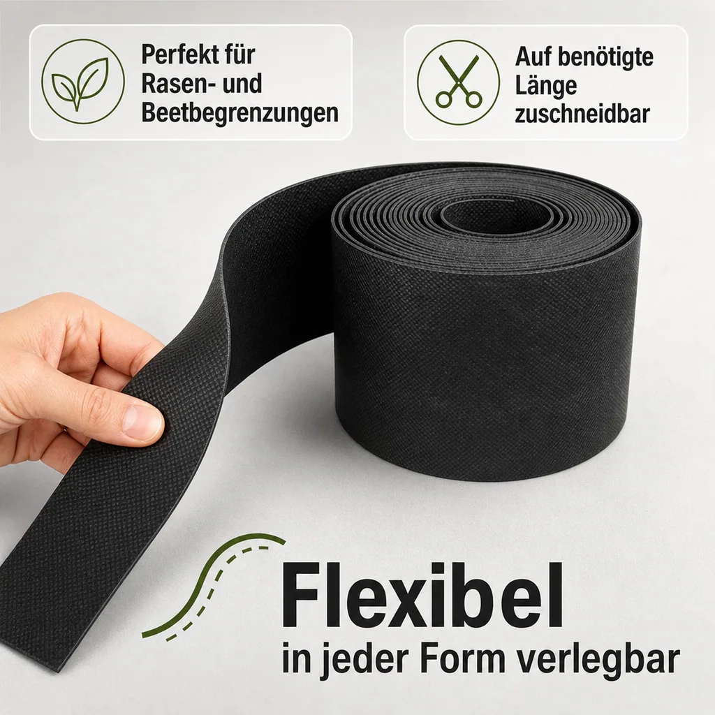Rasenkantenband aus Kunststoff 15cm x 6m | Rasenkanten | Beeteinfassung | Beetumrandung | Beetbegrenzungen