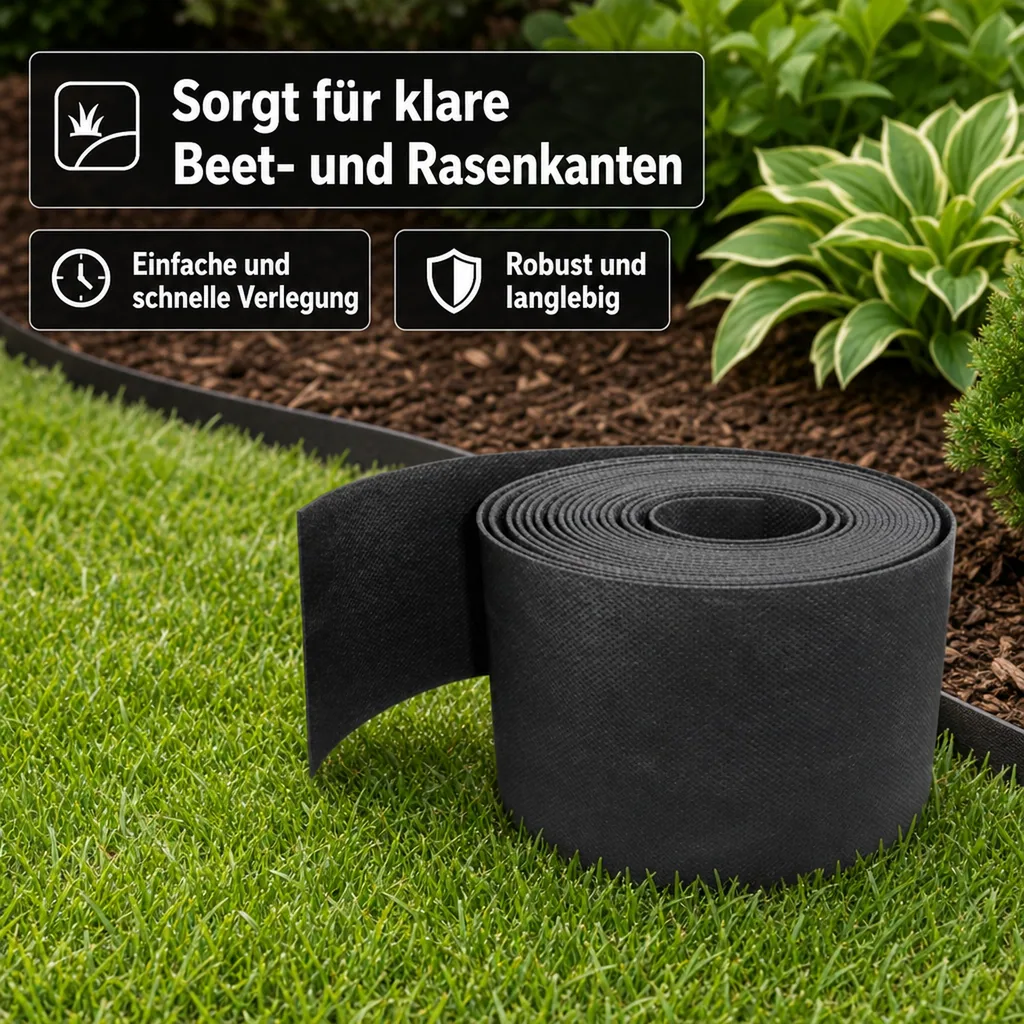 Rasenkantenband aus Kunststoff 15cm x 6m | Rasenkanten | Beeteinfassung | Beetumrandung | Beetbegrenzungen