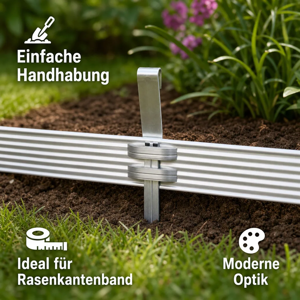 Erdanker Set für Ultra Starke Alu Rasenkanten | Bodenanker | Erdnägel