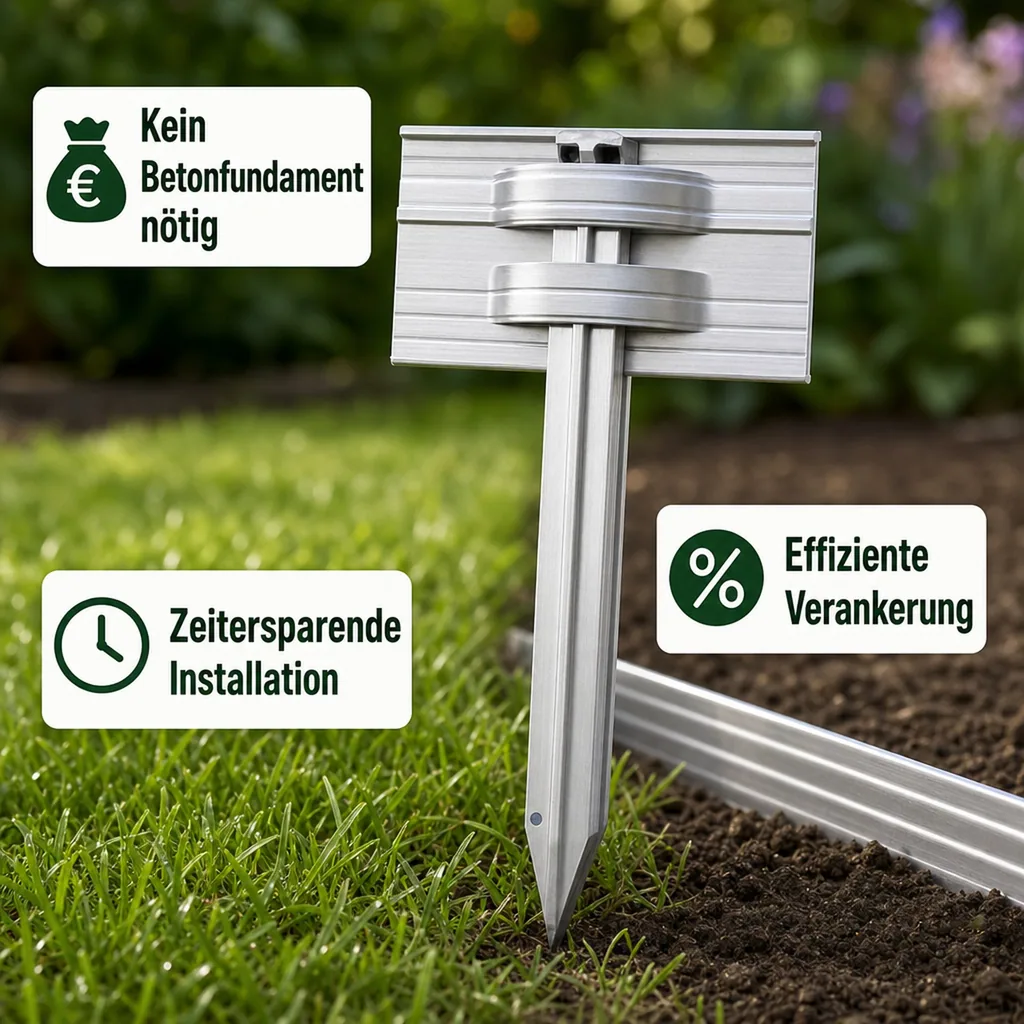 Erdanker Set für Ultra Starke Alu Rasenkanten | Bodenanker | Erdnägel