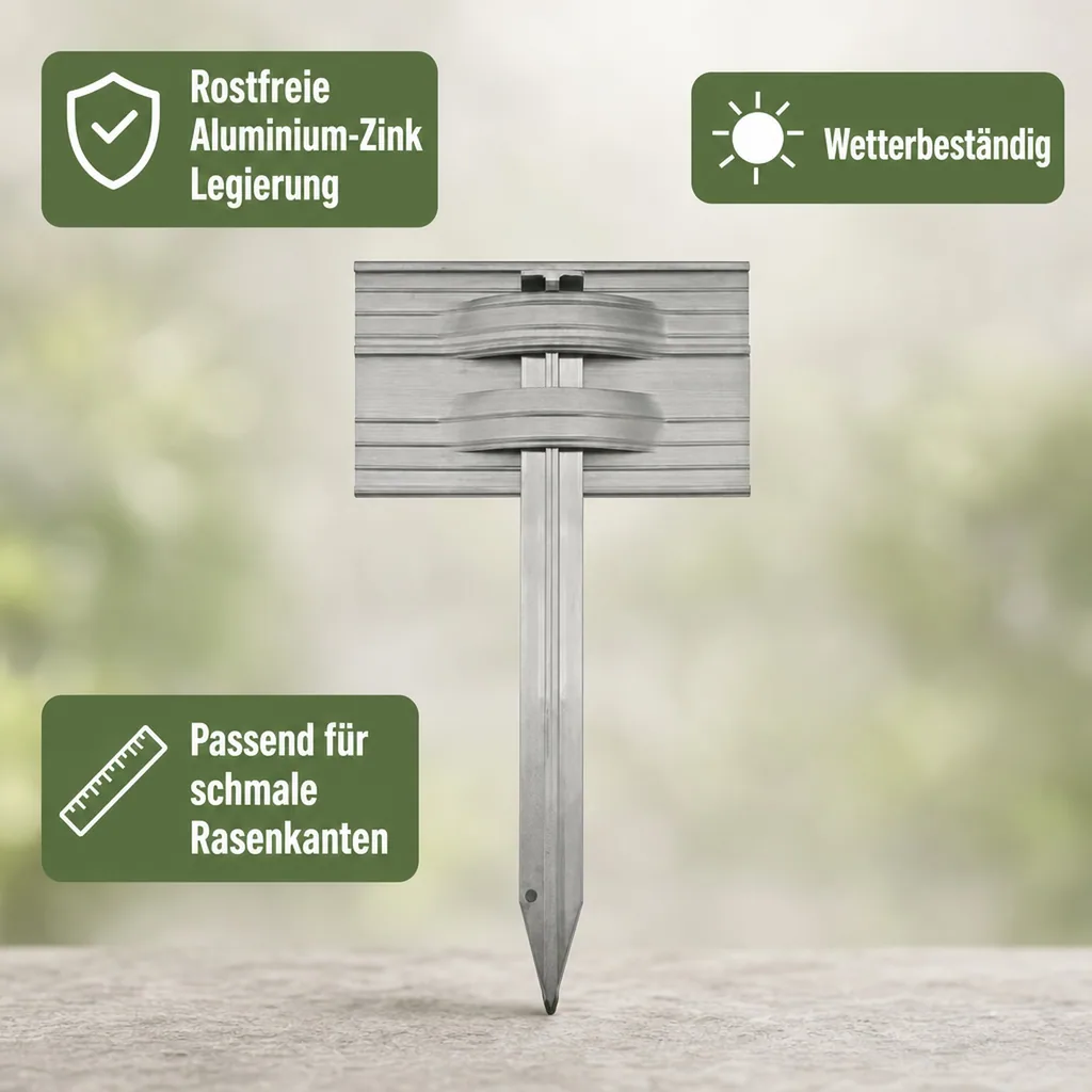 Erdanker Set für Ultra Starke Alu Rasenkanten | Bodenanker | Erdnägel