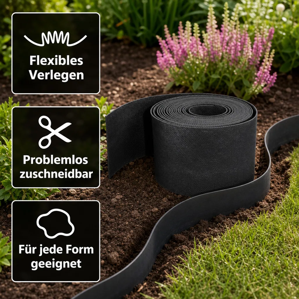 Rasenkantenband aus Kunststoff 10cm x 6m | Rasenkanten | Beeteinfassung | Beetumrandung | Beetbegrenzungen