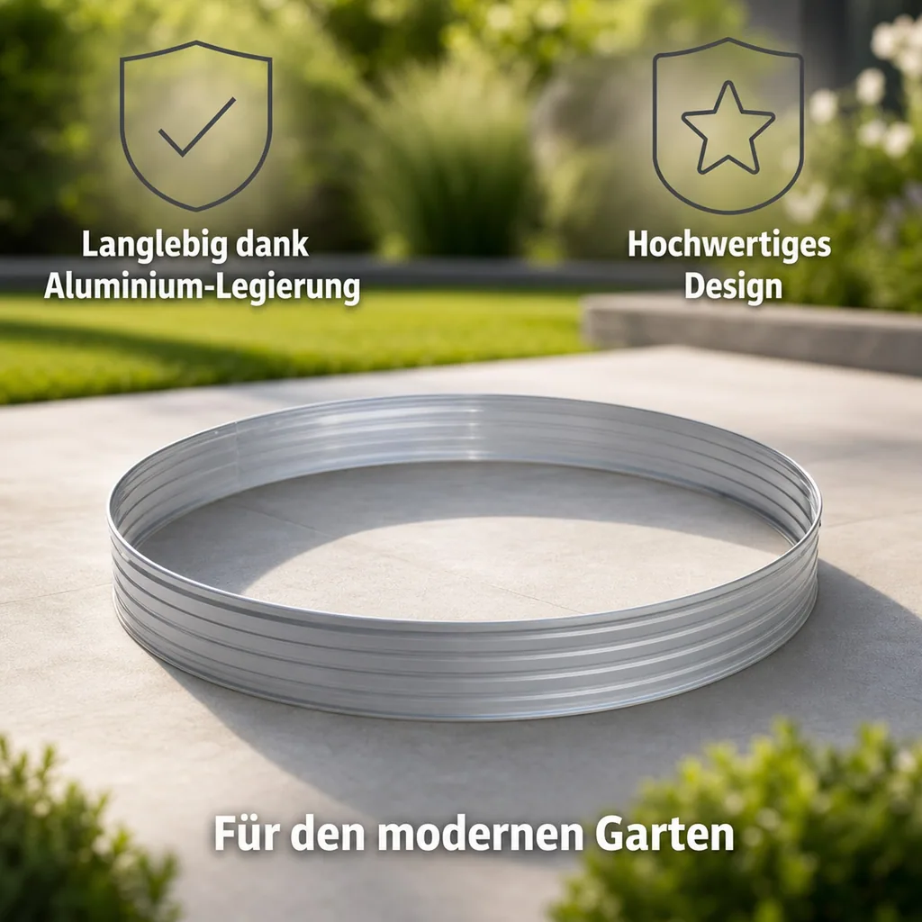 Baumring aus Alu Höhe 140 mm Durchmesser 0.8 m | Baumumrandung | Pflanzringe | Beeteinfassung | Rasenkante rund