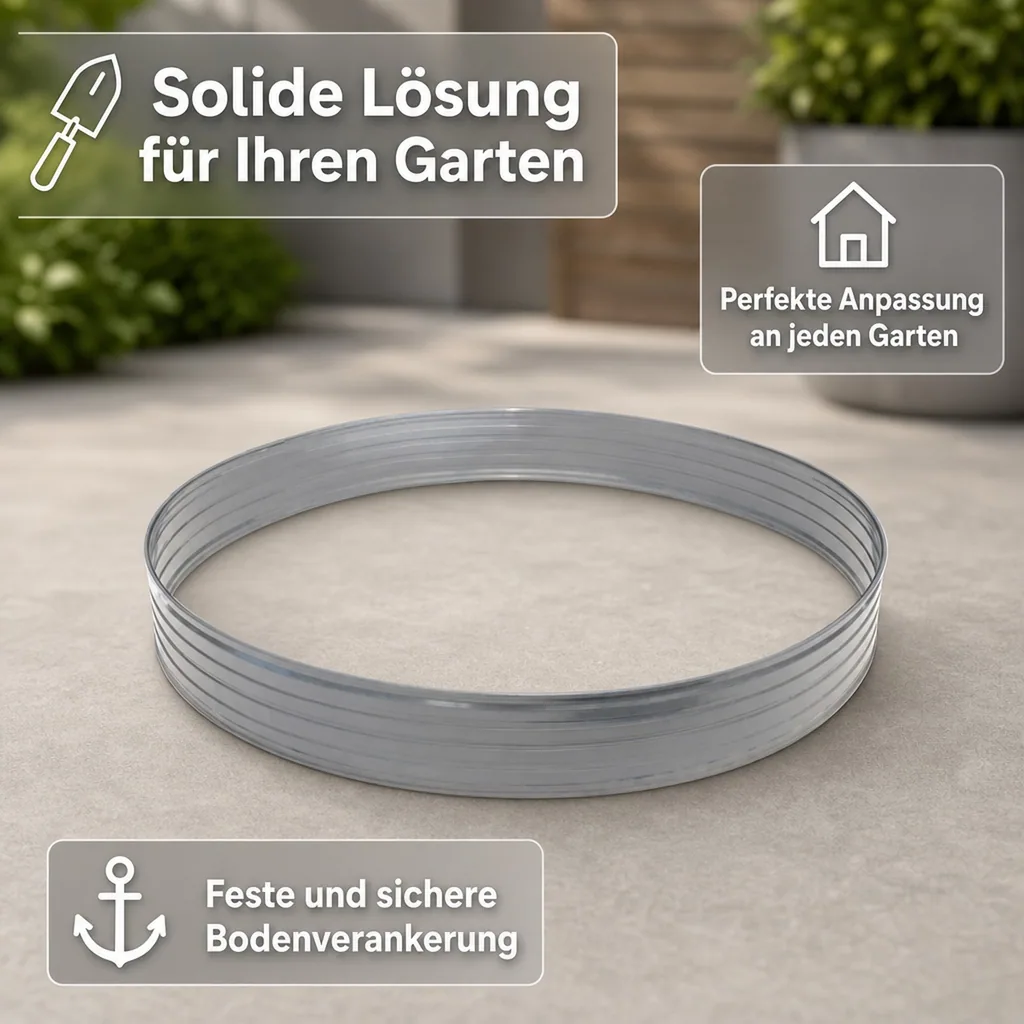 Baumring aus Alu Höhe 140 mm Durchmesser 0.8 m | Baumumrandung | Pflanzringe | Beeteinfassung | Rasenkante rund