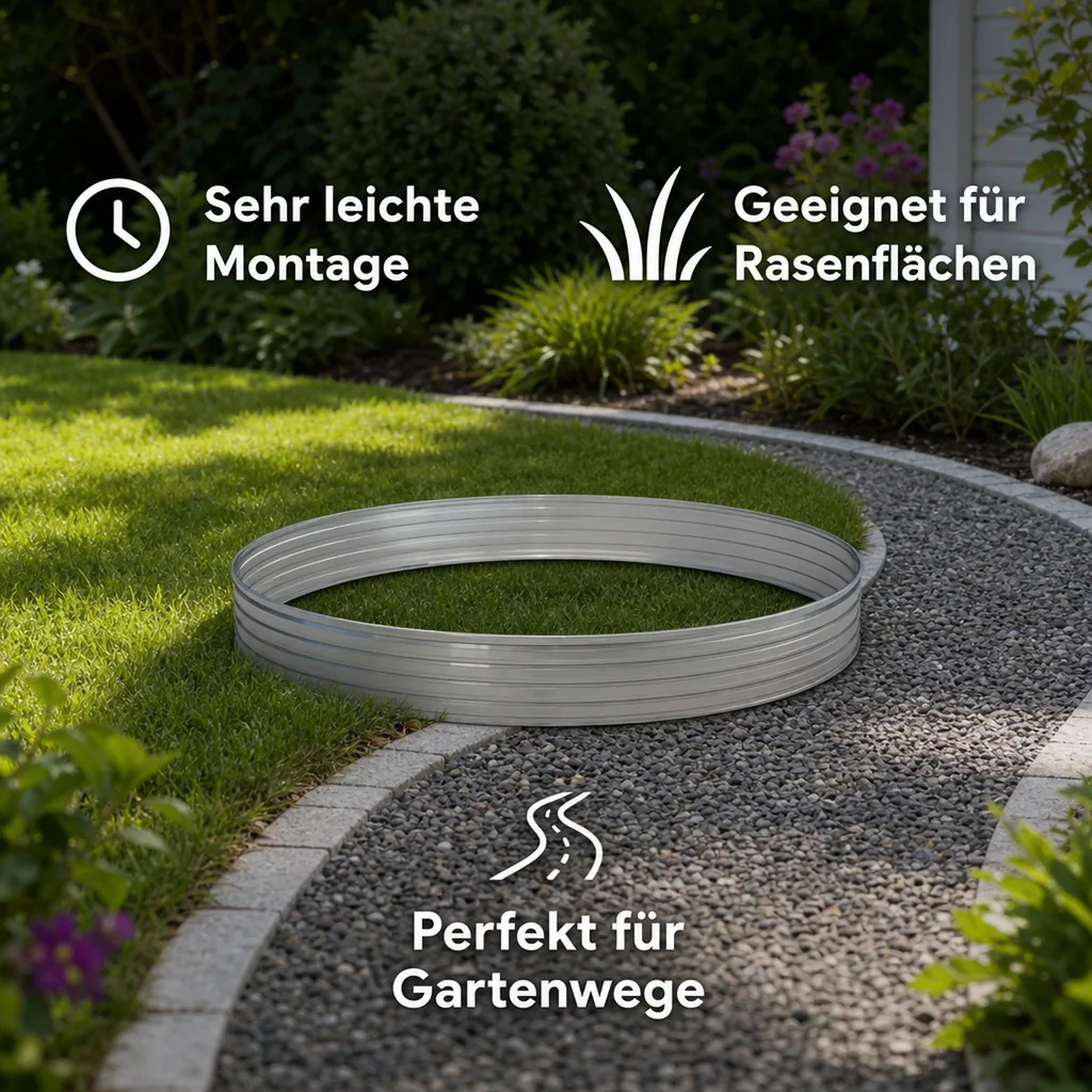 Baumring aus Alu Höhe 140 mm Durchmesser 0.8 m | Baumumrandung | Pflanzringe | Beeteinfassung | Rasenkante rund