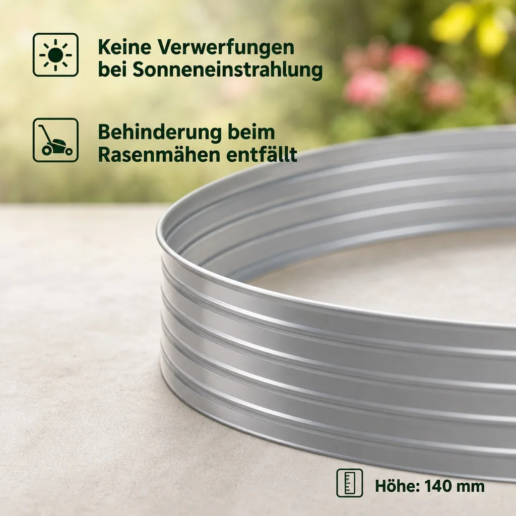 Baumring aus Alu Höhe 140 mm Durchmesser 0.8 m | Baumumrandung | Pflanzringe | Beeteinfassung | Rasenkante rund