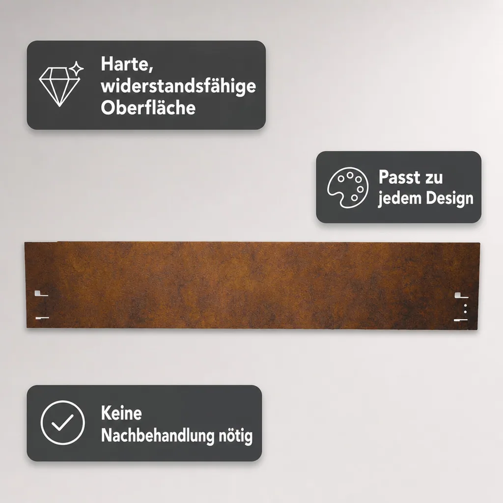 Rasenkante Cortenstahl 120 cm lang, 13,5 - 18,5 cm hoch, Beeteinfassung, Beetumrandung - Metall feuerverzinkt, Breite: 18.5 cm