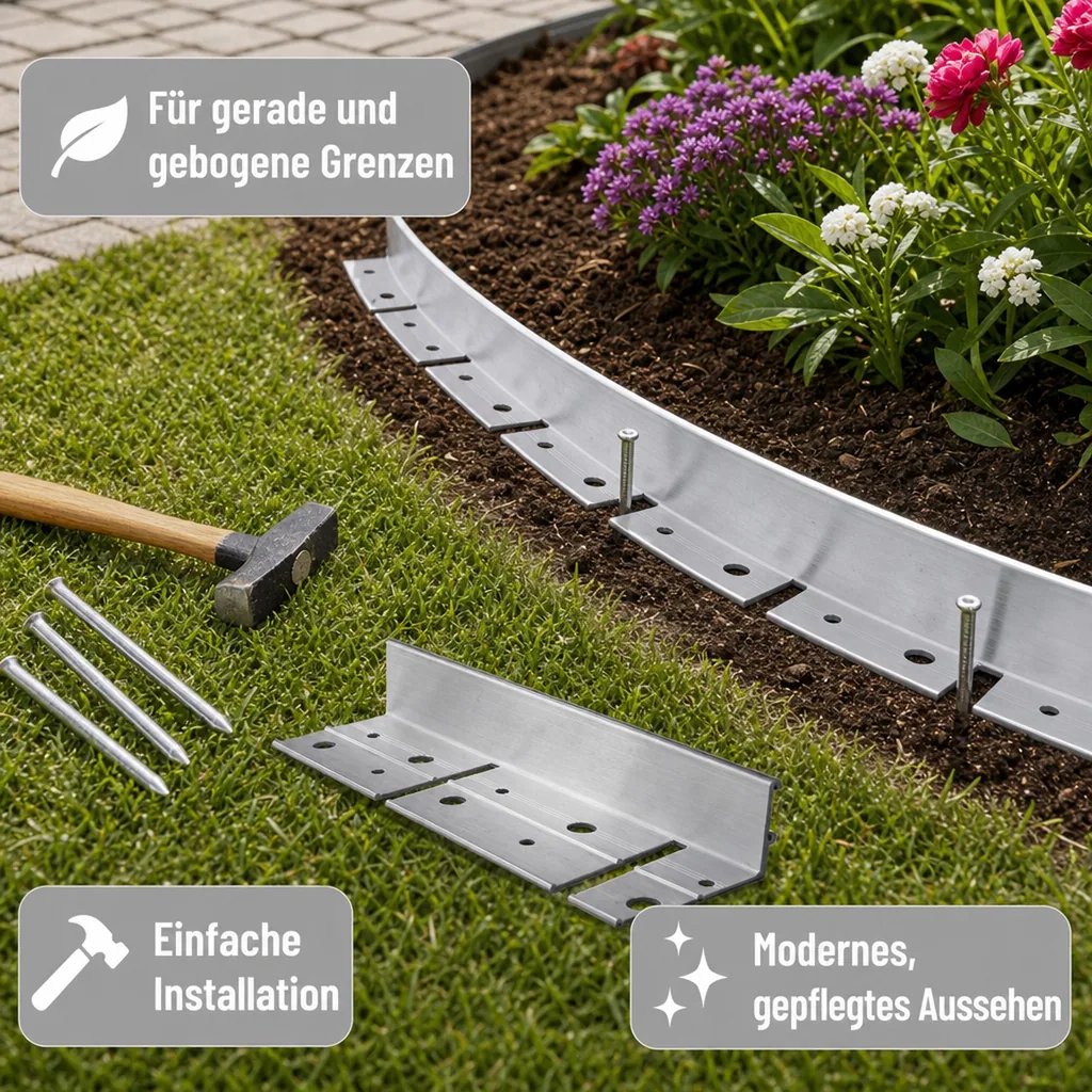 Ultra Starke Alu Rasenkanten 51mm x 100cm | Beeteinfassung | Beetumrandung | Beetbegrenzungen