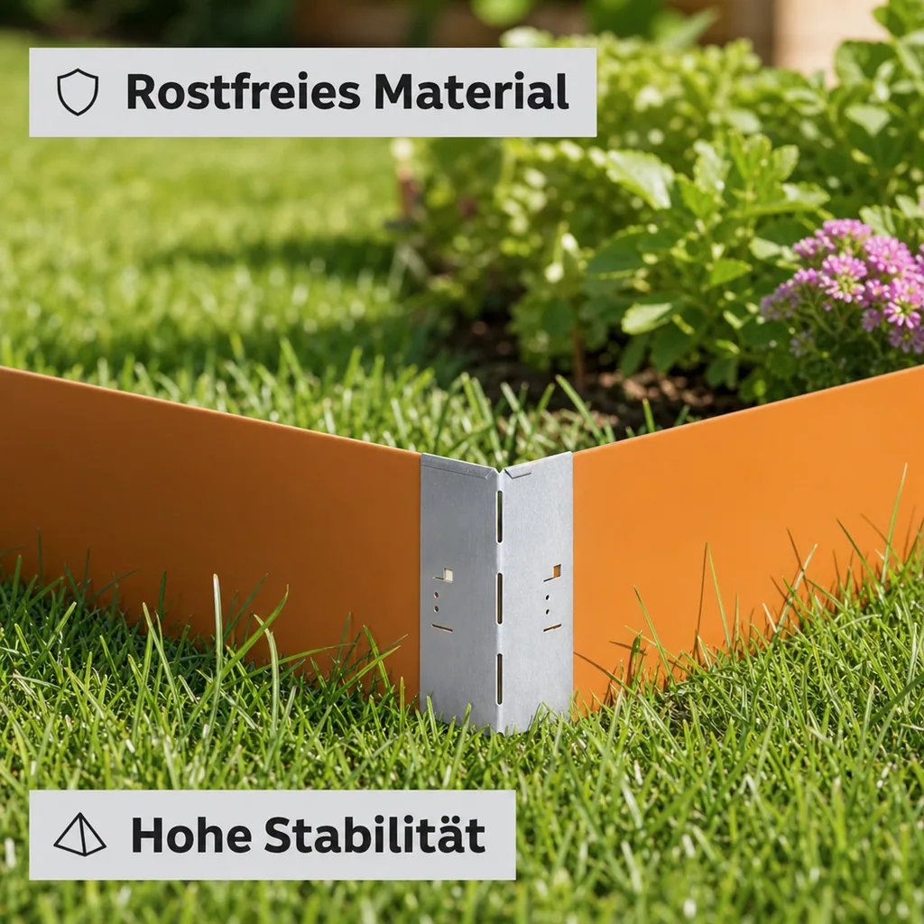 Alu/Zink Ecke für Rasenkanten Metall 13.5cm  | Rasenkanten | Beeteinfassung | Beetumrandung | Beetbegrenzungen, Color-GS: ohne Farbe