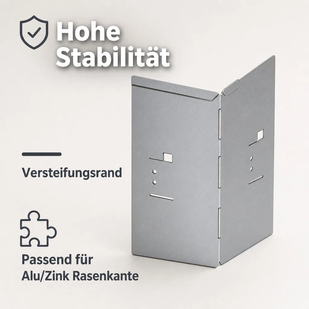 Alu/Zink Ecke für Rasenkanten Metall 13.5cm  | Rasenkanten | Beeteinfassung | Beetumrandung | Beetbegrenzungen, Color-GS: ohne Farbe