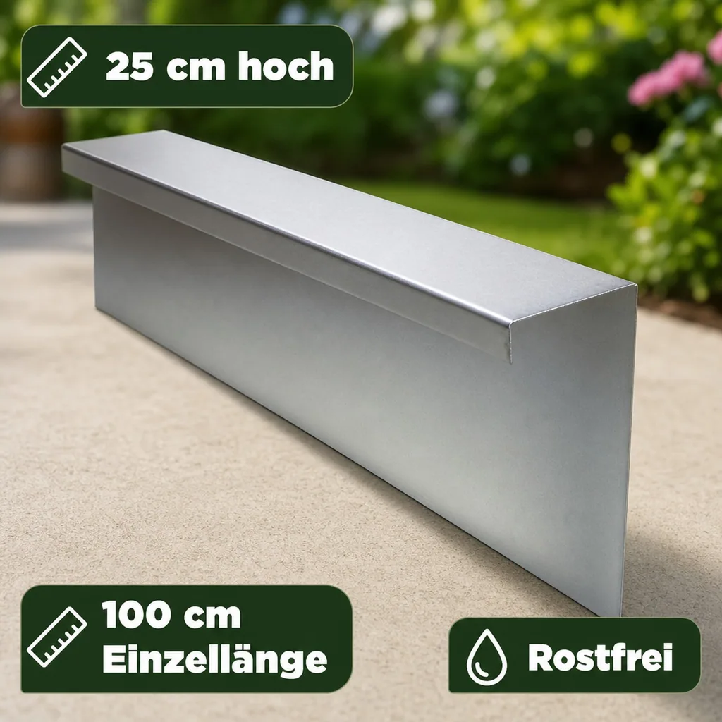 Schneckenzaun aus verzinktem Stahlblech 25 x 100cm | Schneckenblech | Schneckenschutz | Schneckenabwehr
