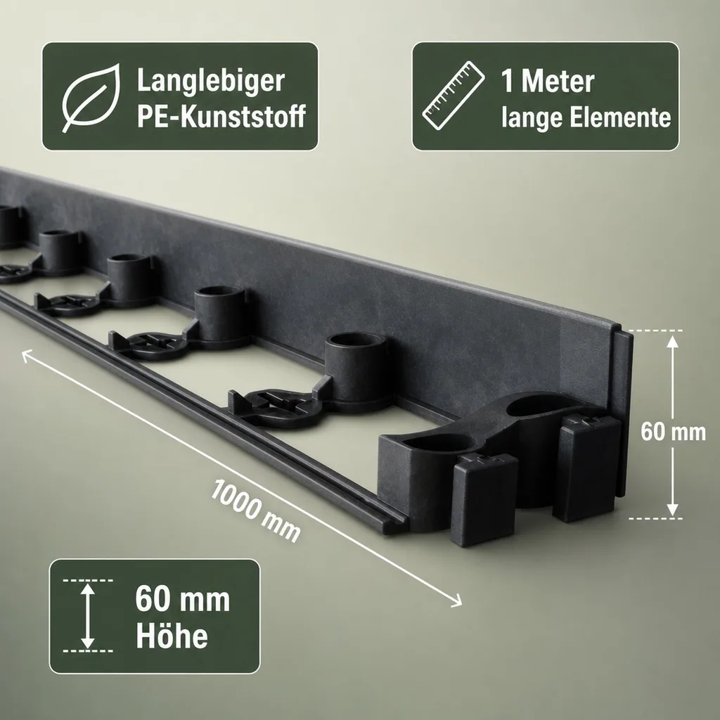 Palisaden Kunststoff  6cm x 1m | Rasenkanten | Beeteinfassung | Beetumrandung | Beetbegrenzungen