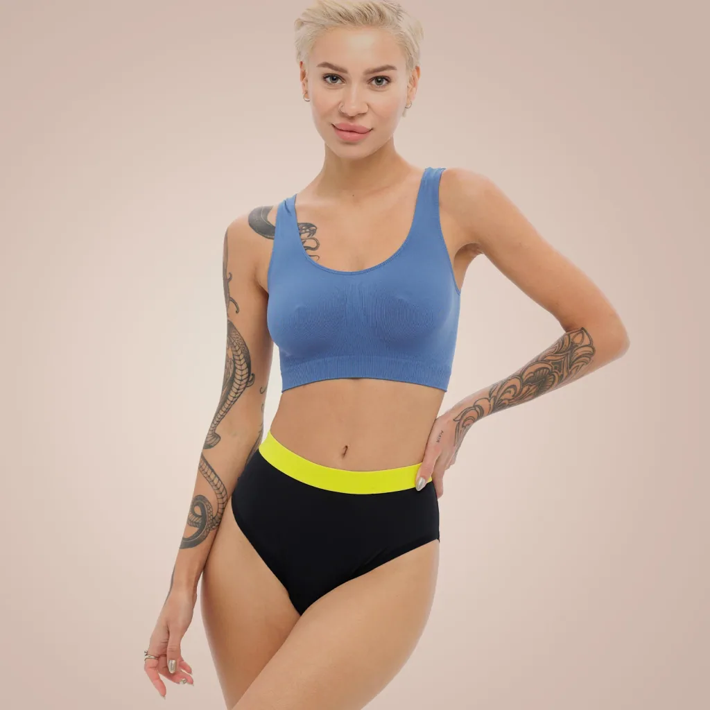 Weekiss High Waist Lemon Periodenunterwäsche, Menstruationsunterwäsche, Periodenslip, Größe: XXL (44); Mengen-Rabatte: ohne; Farbe Weekiss: Schwarz