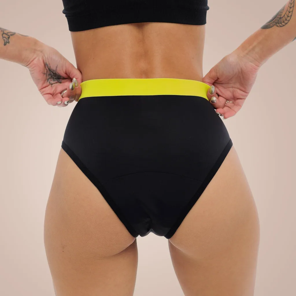 Weekiss High Waist Lemon Periodenunterwäsche, Menstruationsunterwäsche, Periodenslip, Größe: XXL (44); Mengen-Rabatte: ohne; Farbe Weekiss: Schwarz