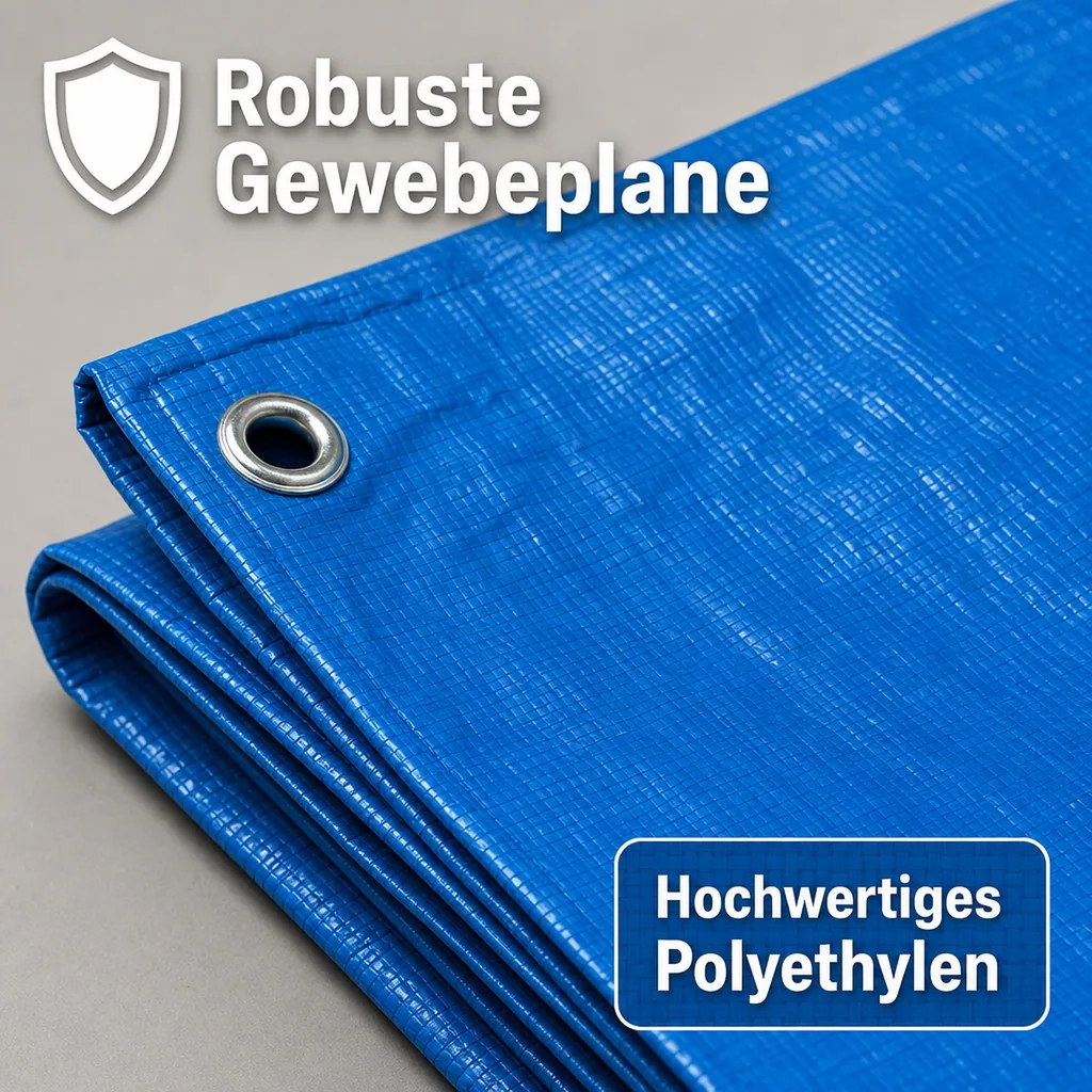 Gewebeplane 4x5, blaue Plane, 20m², Abdeckplane, Bauplane, Schutzplane