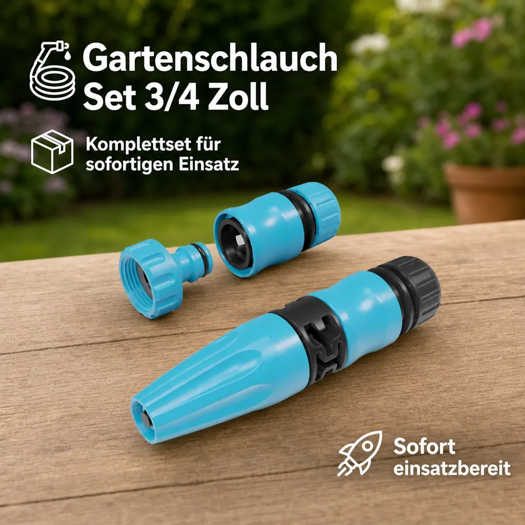 Gartenschlauch Set 3 4 Zoll, Kupplung Set, Spritze, Anschluss